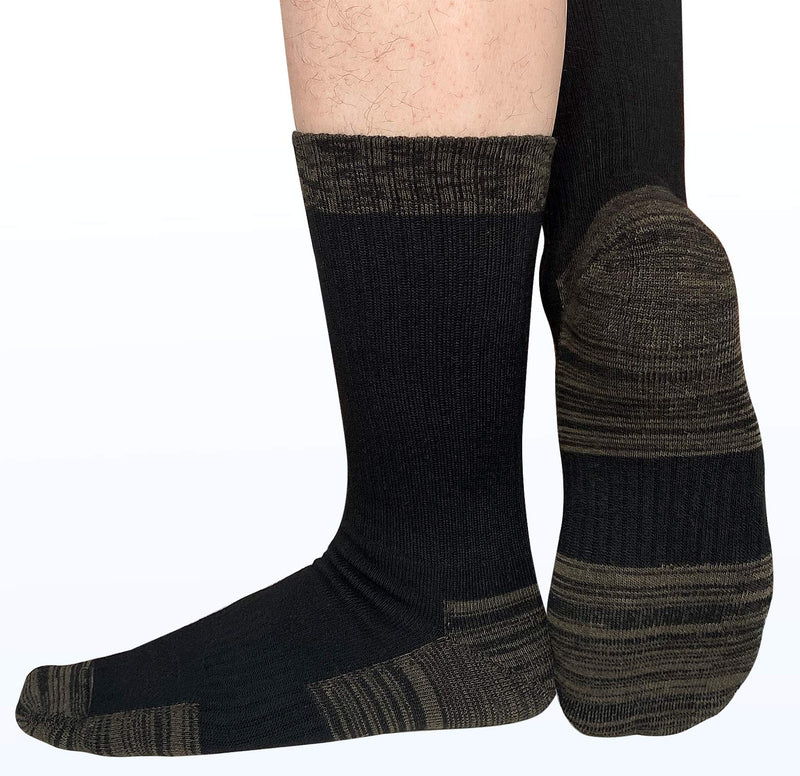 [Australia - AusPower] - APTYID Men's Moisture Control Cushioned Crew Work Boot Socks (4-6 Pairs) 6-12 4 Pairs Black/Olive Drab 