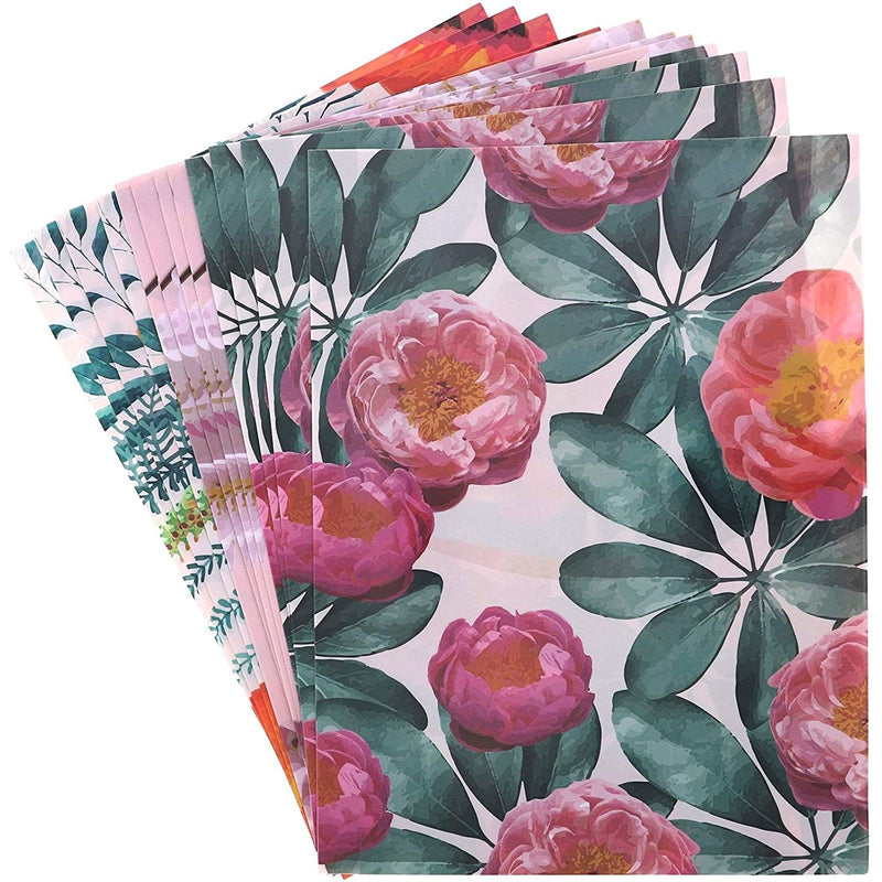 [Australia - AusPower] - Decorative 2-Pocket Folders, Plastic, Letter Size, 3 Floral Designs (12 Pack) 