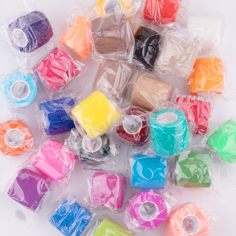 [Australia - AusPower] - BQTQ 30 Rolls Self Adherent Wrap 2 inch Bandage Adhesive Wrap Breathable Athletic Tape Stretch Wrap Roll Sports Wrap Tape Self Adhesive Bandage Wrap for Wrist Ankle Swelling Sprains(30 Colors) Rich Color 