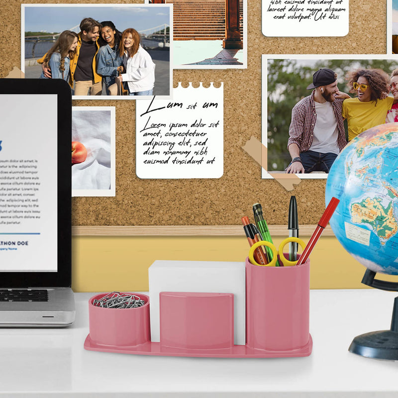 [Australia - AusPower] - Acrimet Millennium Desktop Organizer Holder for Pen, Pencil, Clip, Paper and Desk Accessories (Plastic) (Paper Included) (Solid Pink Color) 