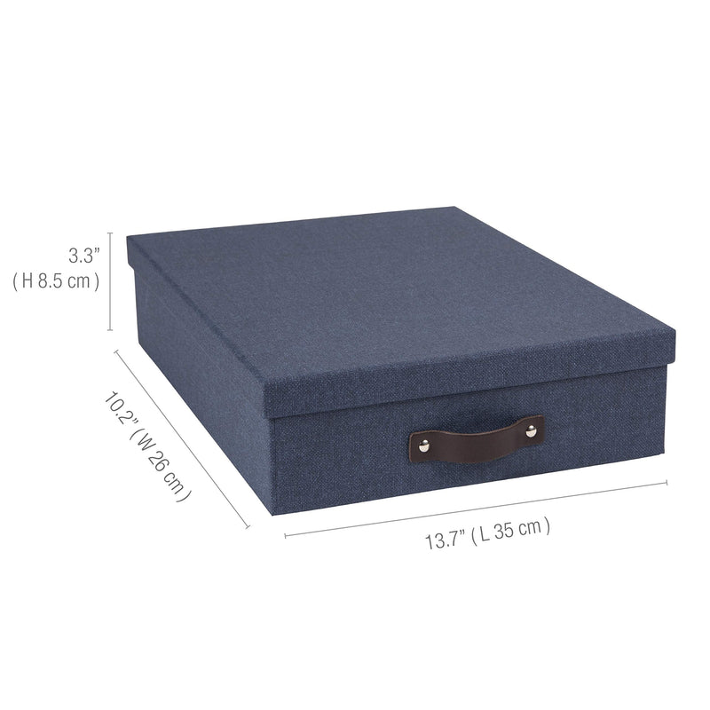 [Australia - AusPower] - Bigso Oskar Canvas Fiberboard Document Letter Box, 3.3 x 10.2 x 13.8 in, Blue 