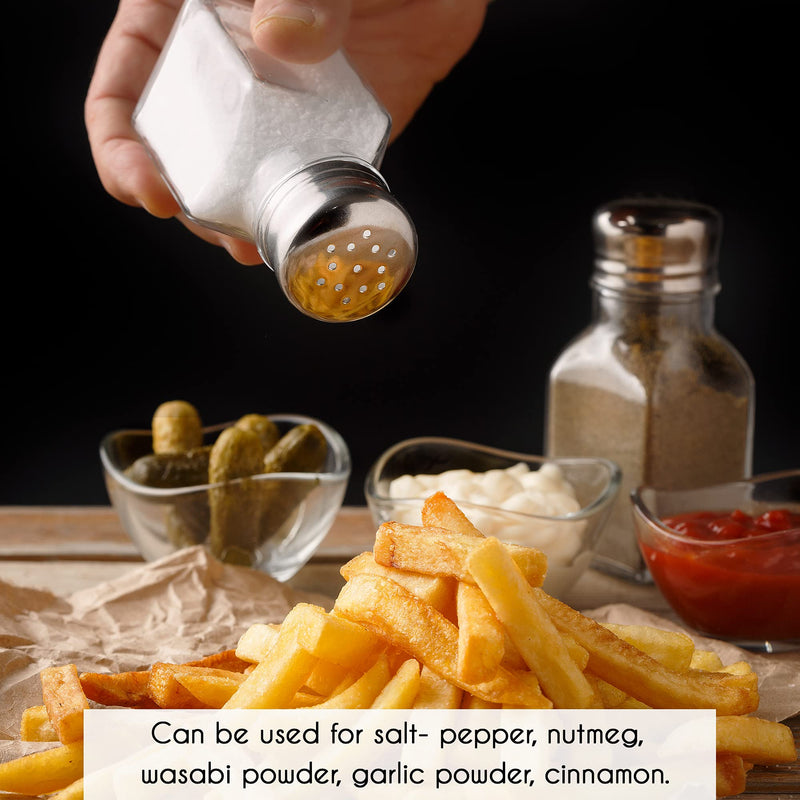 [Australia - AusPower] - Salt and Pepper Shakers Glass Set, Clear Home and Kitchen Design with Stainless Steel Lids 