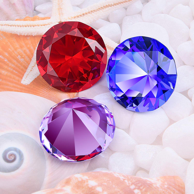 [Australia - AusPower] - Large Crystal Diamond Paperweight with Stand Jewels Wedding Decorations Centerpieces Home Decor 3.15 inch (Blue) Blue 80 mm 