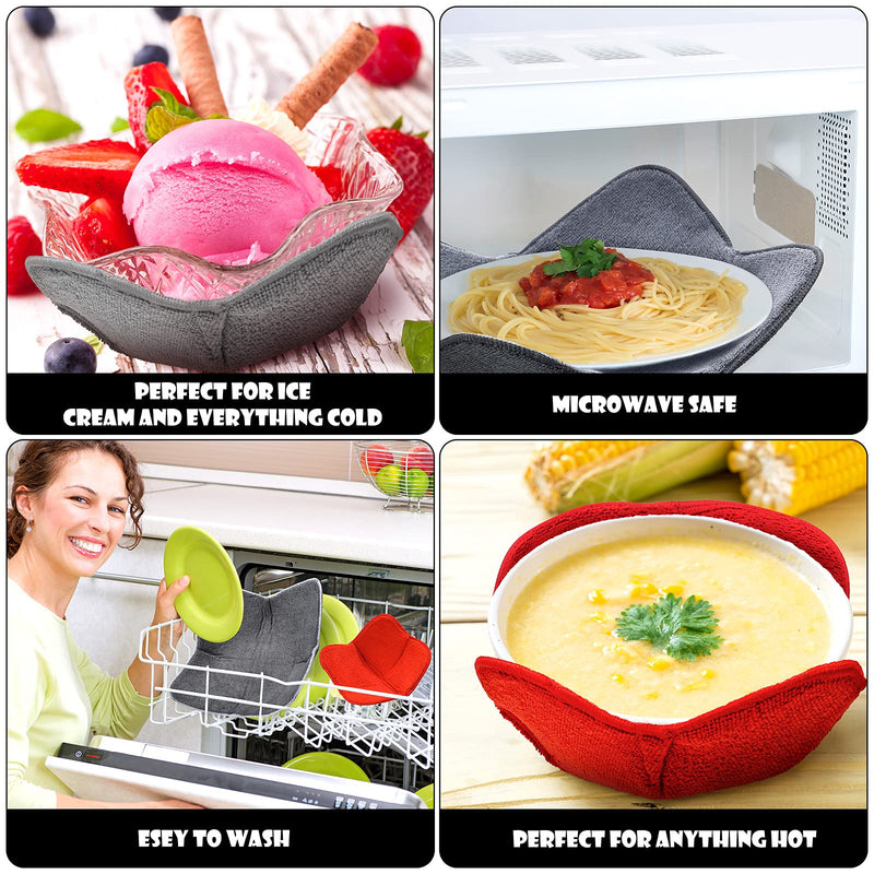 [Australia - AusPower] - 6 Pieces 3 Sizes Bowl Huggers Microwave Bowl Cozy for Adults and Children Hot Cool Cup Huggers Microwave Safe Holder Warm Heat Resistant Multipurpose Reversible Huggers 