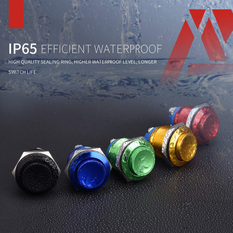 [Australia - AusPower] - APIELE (Pack of 2) 19MM Momentary Push Button Switch 5A Aluminium Alloy Shell 12V 24V 36 DC 110V 250V AC 5A 1NO SPST Screw Terminal APIELE (Red Shell) Red 