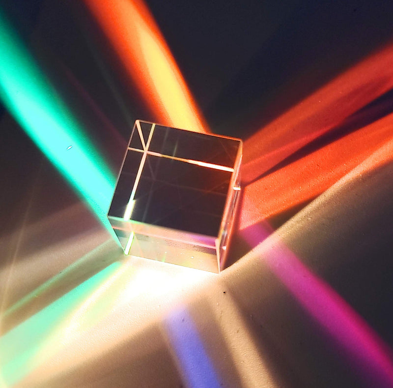 [Australia - AusPower] - 20 mm Glass Cube Prism, RGB Dispersion Prism, for Teaching of Optics, Photo Effects, and Decoration 