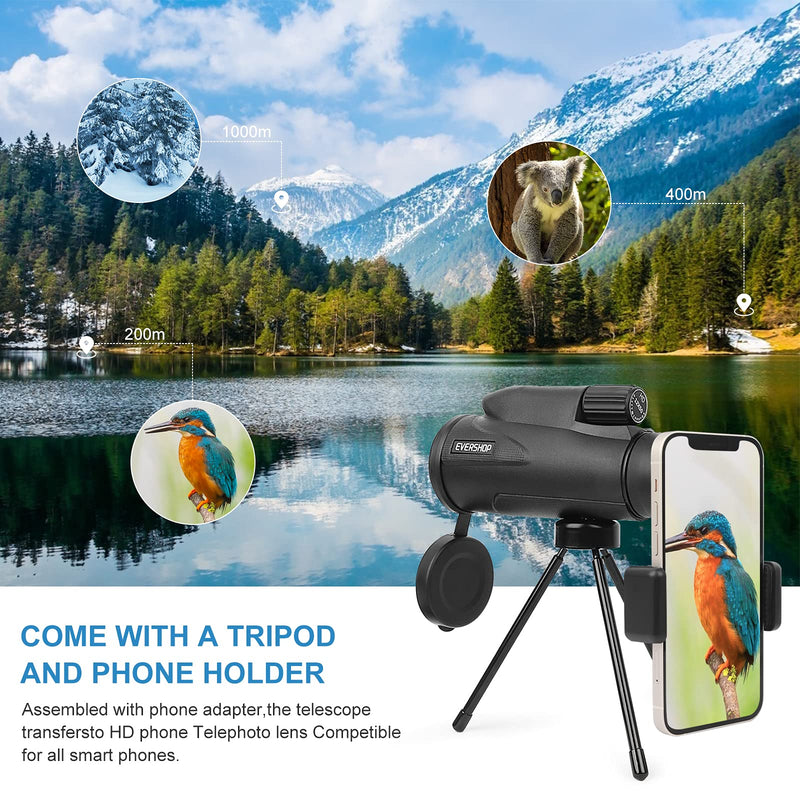 [Australia - AusPower] - Monocular Telescope with Low Night Vision for Adults Kids,12X50 High Power Mini Zoom Monoculars with Smartphone/iPhone Adapter Tripod,Gifts for Bird Watching Hunting Camping Traveling Star Sports 