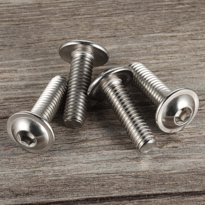 [Australia - AusPower] - M6-1.0 x 12mm Flanged Button Head Socket Cap Screw Bolts, 304 Stainless Steel 18-8, Allen Socket Drive, Bright Finish, Fully Machine Threaded, Pack of 25 M6-1.0 × 12MM (25 PCS) 