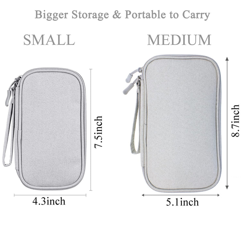 [Australia - AusPower] - Bevegekos Cable and Charger Organizer Bag, Travel Case Pouch for Small Electronics & Accessories (Small, Light Grey) 