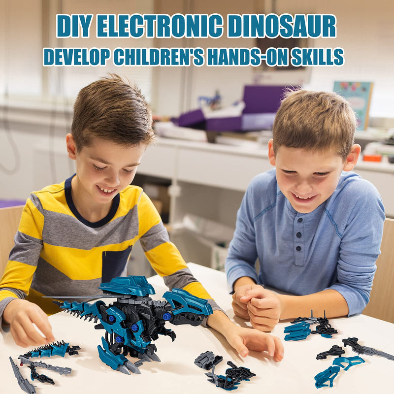 [Australia - AusPower] - Mechanical Dinosaur Toy, Electronic Automatic Walking Robot Kit STEM Projects for Kids Ages 8-12 (T-Rex) Blue 