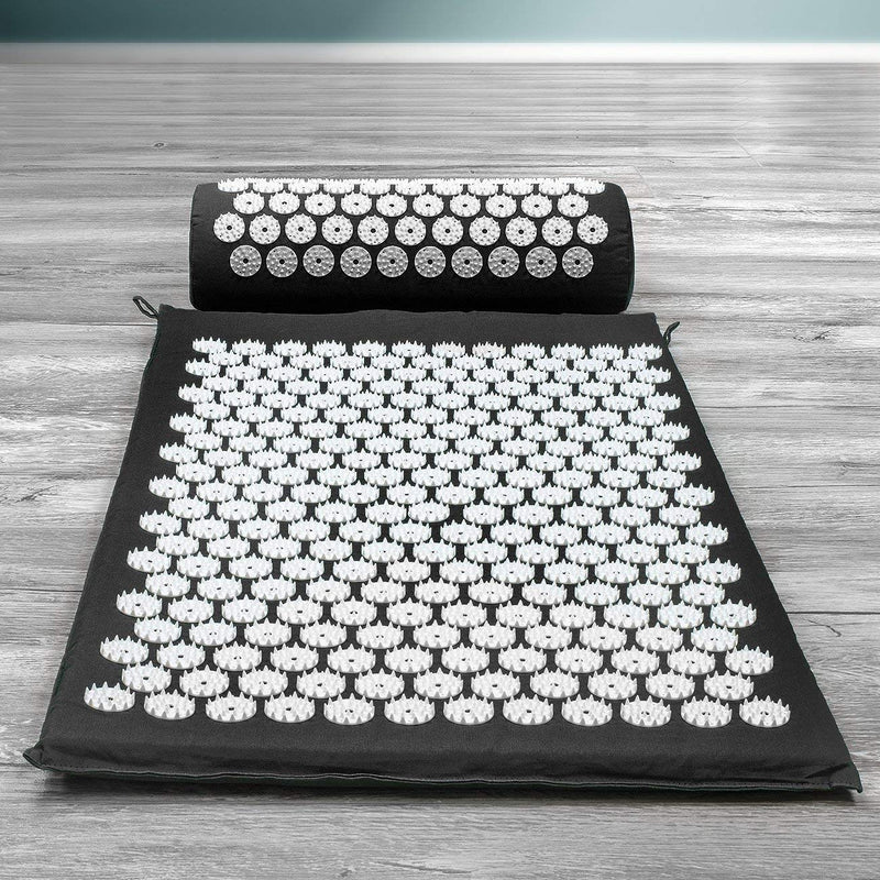 [Australia - AusPower] - Sivan Back and Neck Pain Relief Acupressure Mat and Pillow Set, Chronic Back Pain Treatment - Relieves Your Stress of Lower Upper Back and Sciatic Pain - Black 