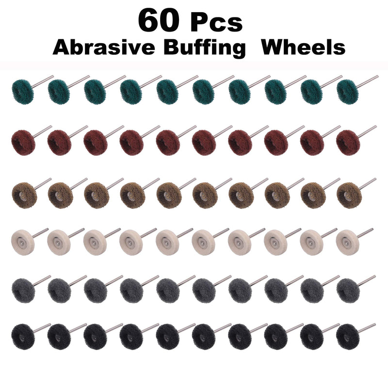 [Australia - AusPower] - 60 Pack Abrasive Wheels, Rocaris 1“ Abrasive Buffing Polishing Wheels Burr for Rotary Tools-1/8" Shank，Polishing bits 