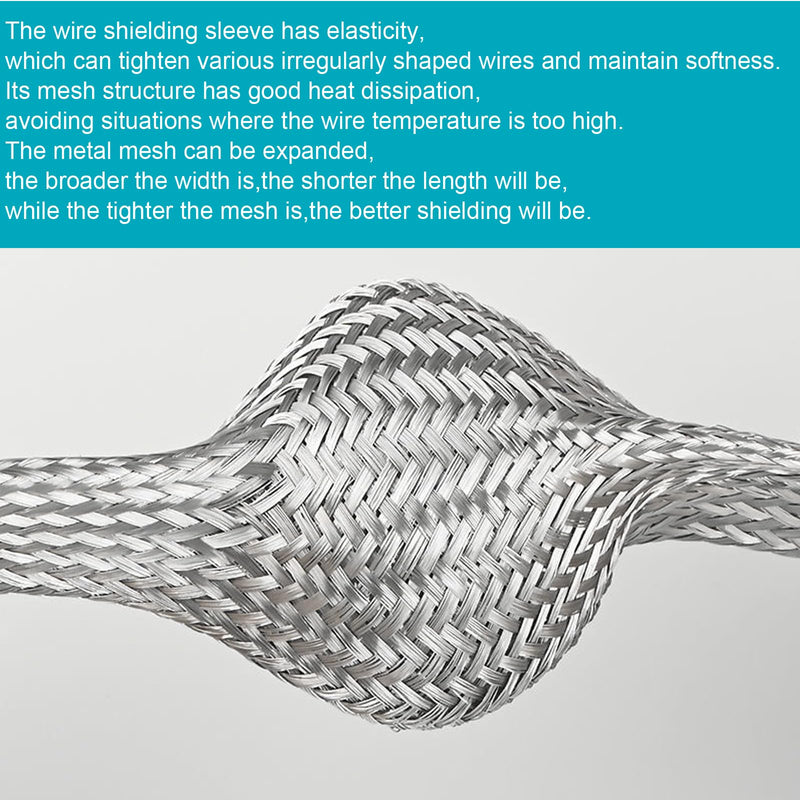 [Australia - AusPower] - EMI RFI Shielding Wire Loom Metal Tinned Copper Grounding Braided Sheathing Cable Sleeve Mesh ESD Protection Flat Tubular Expandable 5/16"W(0.20"ID)-16FT 