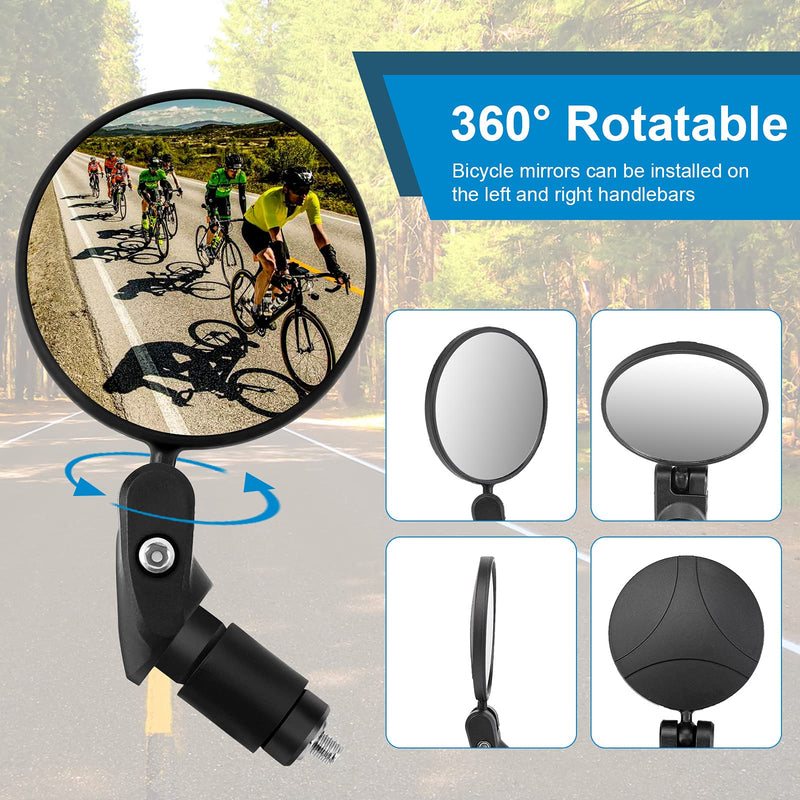 [Australia - AusPower] - Accmor 2pcs Bike Mirror, Bar End Bicycle Riding Rearview Mirrors for Handlebars, Adjustable 360˚Rotatable Convex Mirror for Mountain Road Bikes 