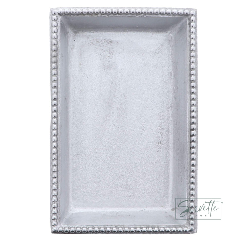 [Australia - AusPower] - Servette Home Napkin Holder Beaded Edge Metal Flat Napkin Box - Dinner Silver - Dinner Size 