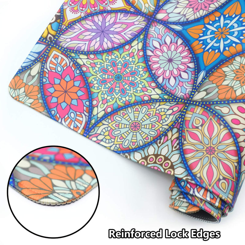 [Australia - AusPower] - EkuaBot Mandala Large Gaming Mouse Pad (35.4×15.7 in, 3mm Thick), Non-Slip Rubber Base and Reinforced Lock Edges, XXL Extended Mousepad for Work, Game, Desk mat, Desktop Decoration 