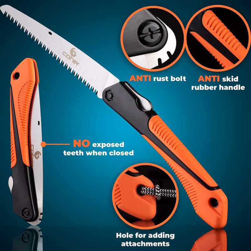 [Australia - AusPower] - Folding Saw, 8 Inch Rugged Blade Hand Saw, Best for Camping, Gardening, Hunting | Cutting Wood, PVC, Bone, Pruning Saw with Ergonomic Non-Slip Handle Design 