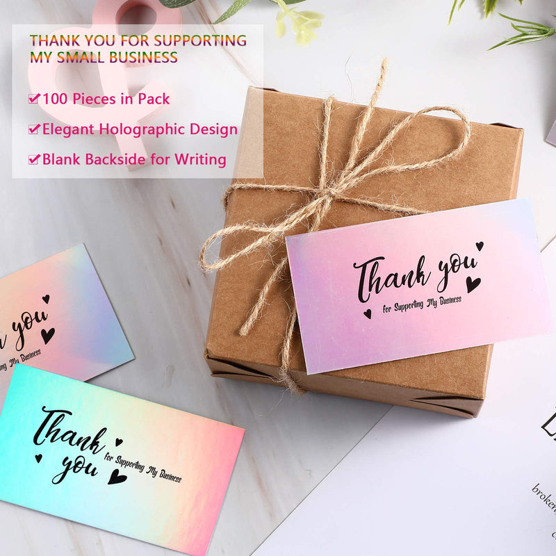 [Australia - AusPower] - Thank You for Supporting My Small Business Card, Holographic Silver Thank You Cards for Small Business Owners E-commerce Retail Store Handmade Goods Customer Package Inserts, 3.5 x 2 Inch (200 Pieces) 200 