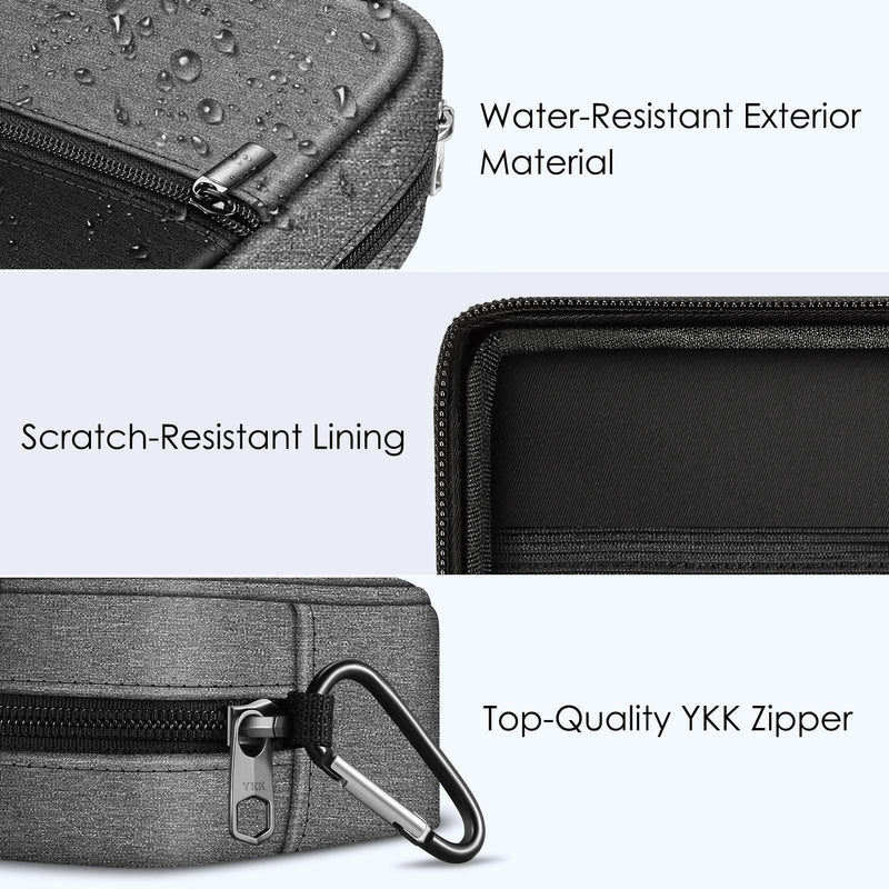 [Australia - AusPower] - FINPAC Charger Case for MacBook, Small Electronic Organizer Bag for MacBook Power Adapter, Portable Pouch Travel Storage for Laptop Accessories, Magic Mouse, USB Drives, GoPro, Gadgets, Tech Gear *Black-Gray 