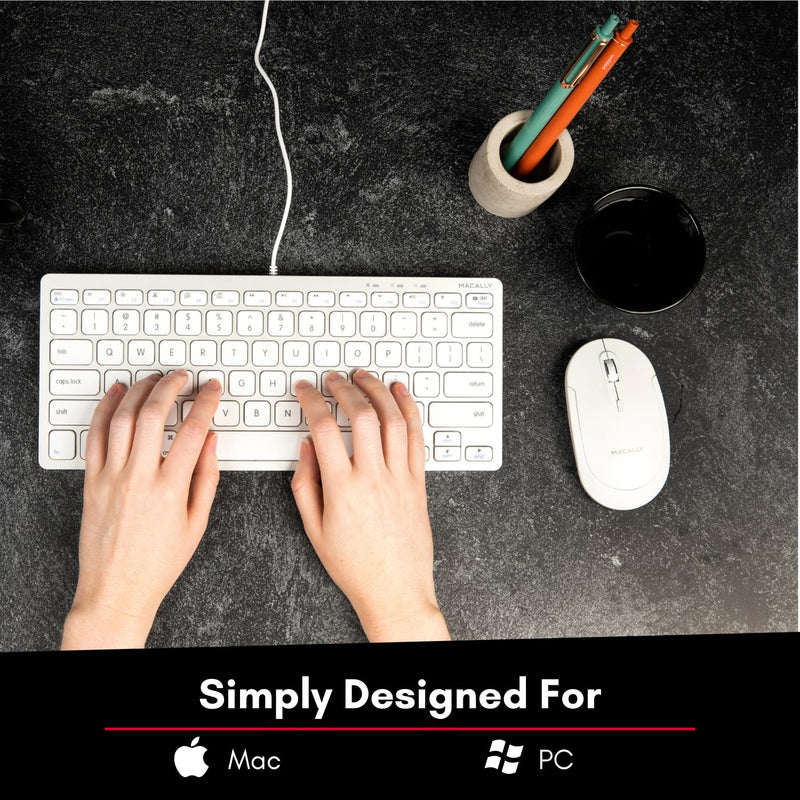 [Australia - AusPower] - Macally Wireless Bluetooth Mouse for Mac, MacBook Pro / Air, iPad, and PC - Quiet Click and Comfortable Wireless Mouse - Compatible Wireless Apple Mouse - White Laptop Mouse Bluetooth 