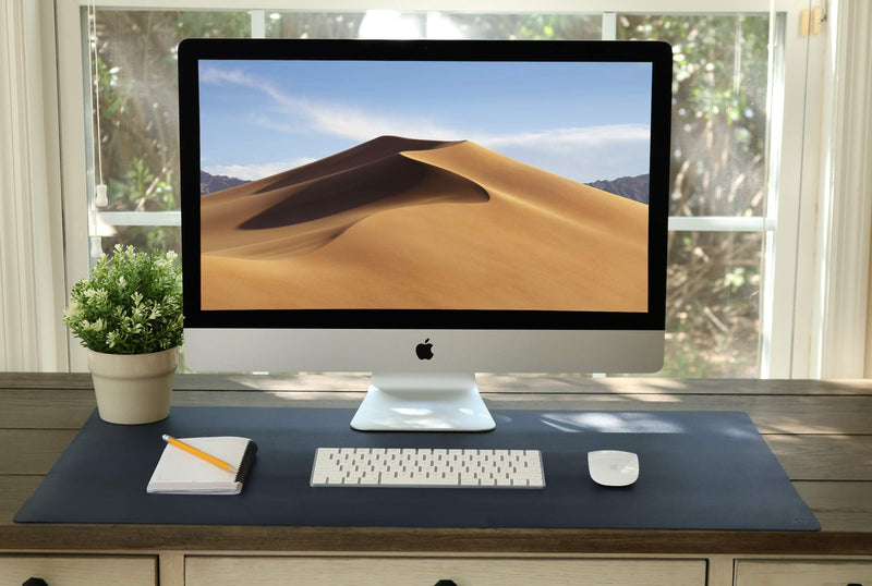 [Australia - AusPower] - Leather Desk Pad 24" x 17", Vine Creations Office Desk Mat Waterproof Dark Blue/Gray, Smooth PU Leather Mouse Pad and Writing Surface, Top of Desks Protector, Dual-Sided Blotter Accessories Decor 24" x 17" 