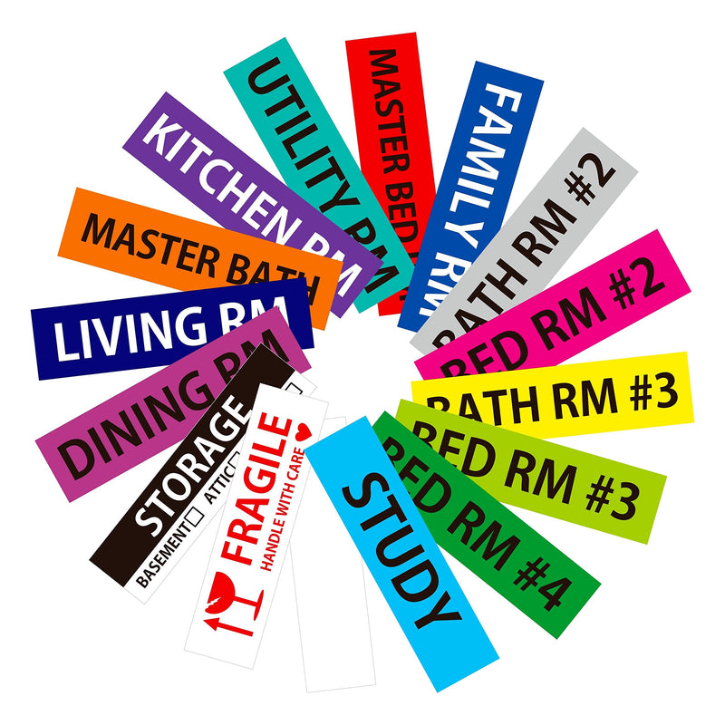 [Australia - AusPower] - 640 Pcs Home Moving Labels 15 Pre-Printed Color-Coded Plus 1 Customizable Blank 640 