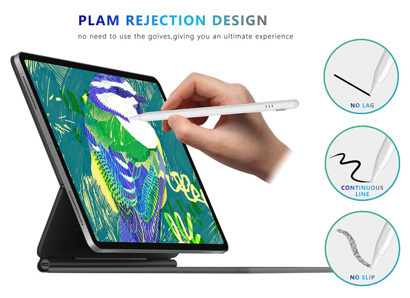[Australia - AusPower] - Stylus Pen for iPad with Palm Rejection and Battery Indicator,Fast Charge,Compatible with (2018-2020) iPad Pro (11/12.9 in),iPad Air 3rd/4th,iPad 6/7/8th,iPad Mini 5th for Writing/Drawing 