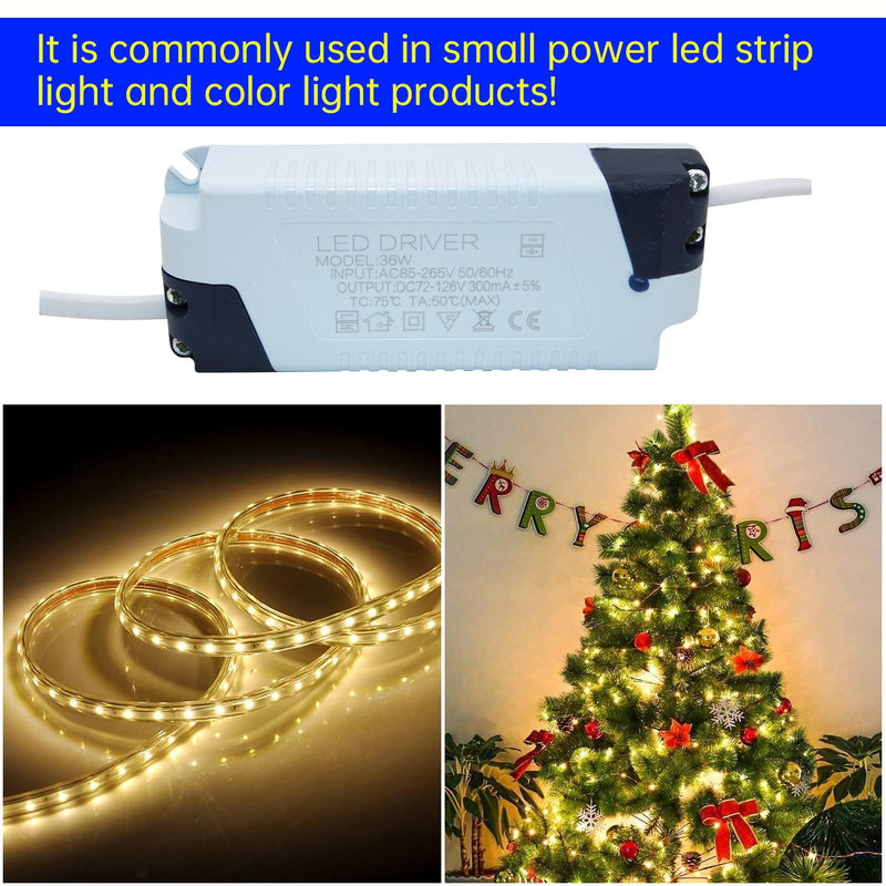 [Australia - AusPower] - Qimoo 36W LED Driver, Constant Current 300mA AC 85~265V Output 75~144V DC Female Connector External Power Supply Rectifier Transformer for LED Ceiling Light Female DC Connector 