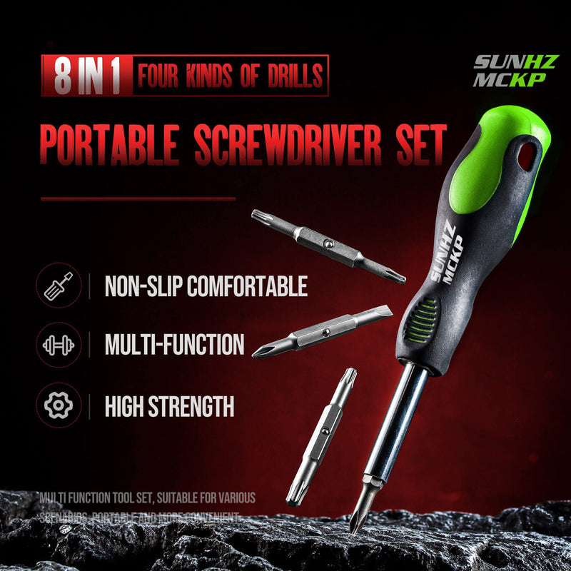 [Australia - AusPower] - SUNHZMCKP 8 in 1 Screwdriver, Portable multi-purpose screwdriver?High- Strength Bits, Phillips, Slotted, Torx?Suitable for outdoor and daily repair tools,The best tool gift 