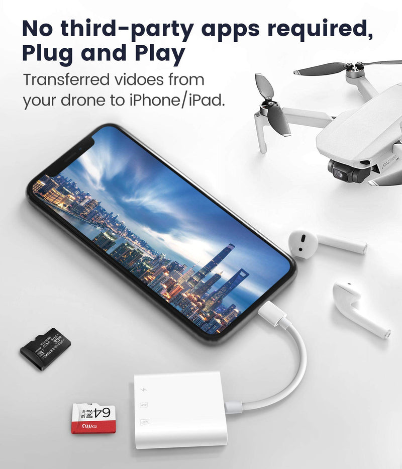 [Australia - AusPower] - SD Card Reader for iPhone iPad,Oyuiasle Trail Game Camera Micro SD Card Reader Viewer,SLR Cameras SD Reader with Dual Slot,Photography Memory Card Adapter,Plug and Play 