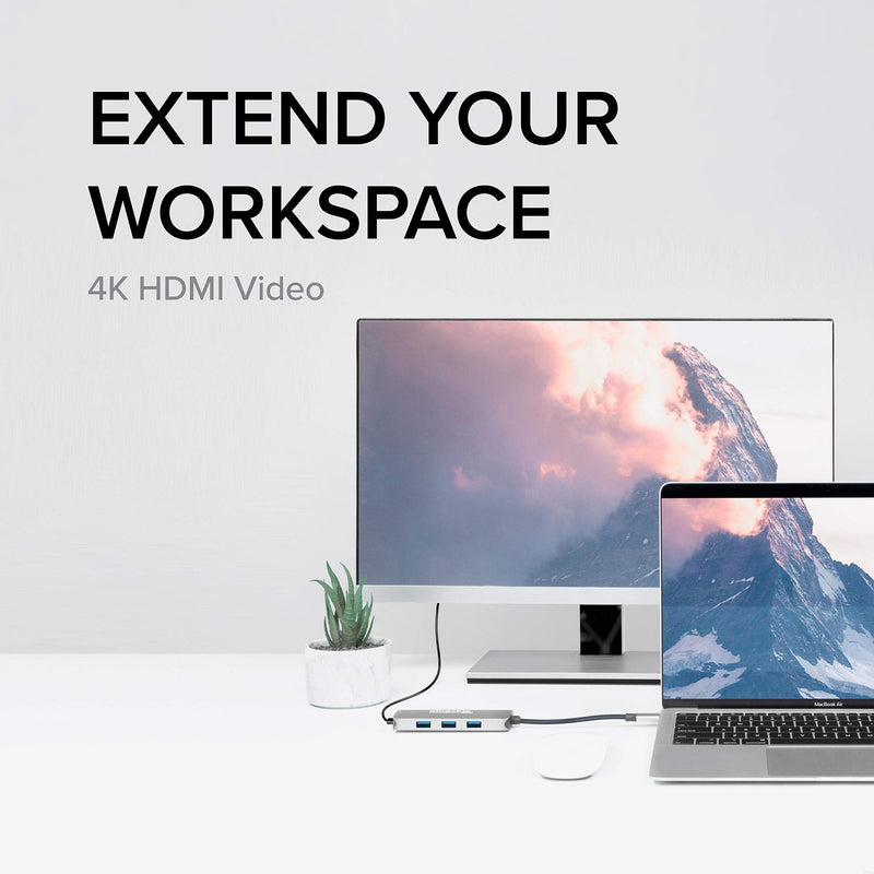 [Australia - AusPower] - Plugable USB-C Hub 7-in-1, Compatible with Mac, Windows, Chromebook, USB4, Thunderbolt 4, and More (4K HDMI, 3 USB 3.0, SD & microSD Card Reader, 87W Charging) 