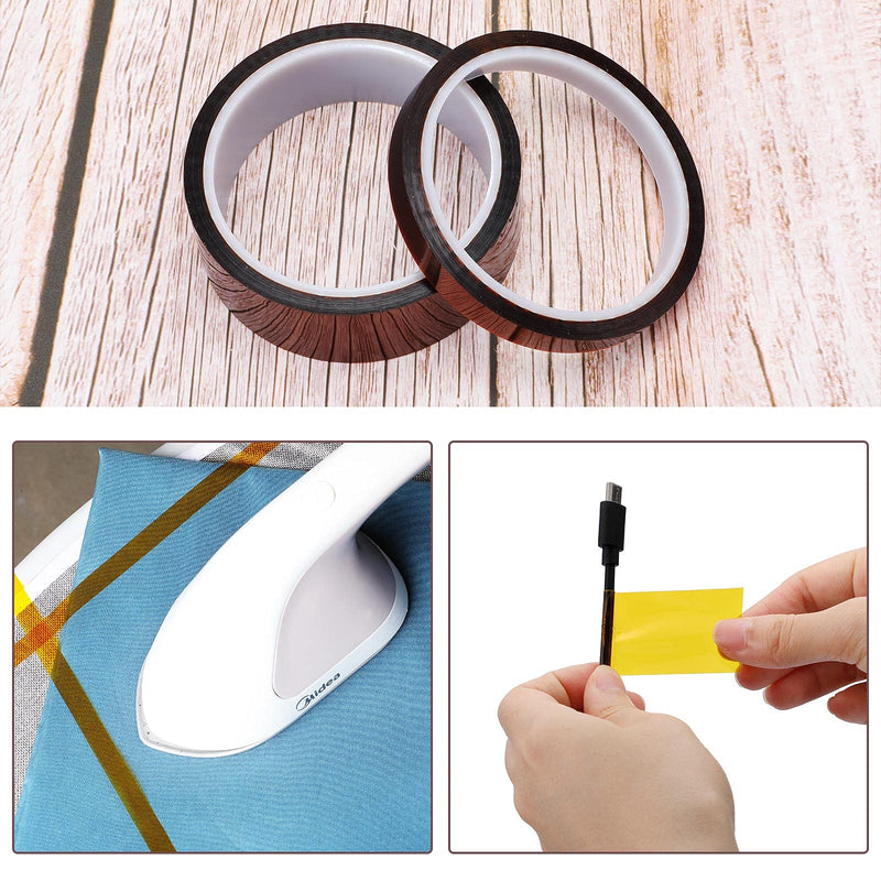 [Australia - AusPower] - 2 Rolls Heat Tapes High Temperature Tape Sublimation Tape Heat Transfer Tape Heat Resistant Tape Polyimide Tape for Electronics 3D Printers DIY Crafts (Dark Brown,30 mm Wide) 30 mm Wide Dark Brown 