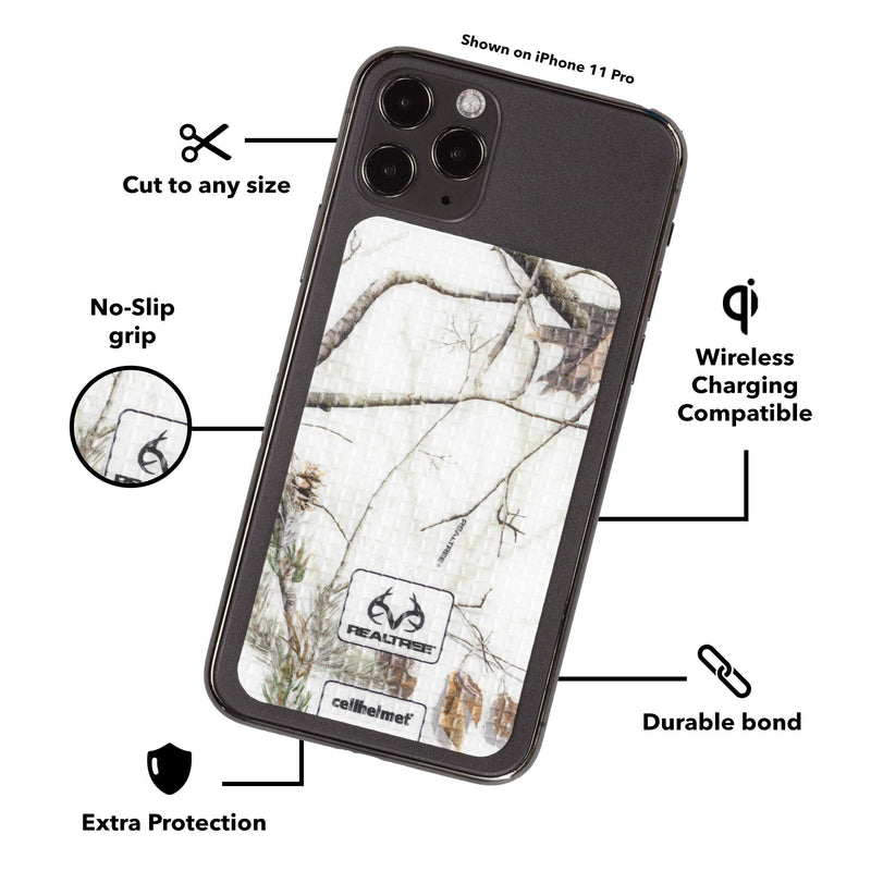[Australia - AusPower] - cellhelmet TACKBACKS | Universal Non-Slip Phone Grip, Device Grip Tape | Phone - Standard (2.25" x 4") | Licensed Realtree AP Snow Camo | Protective Phone Back 