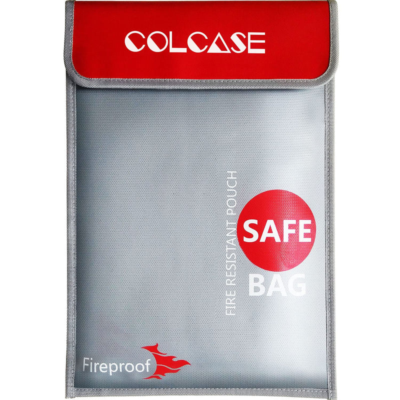 [Australia - AusPower] - COLCASE Fireproof Document Bag (2000 ℉ )15 x 11 Inches Silicone Coated Fireproof and Waterproof Money Bag Fireproof Safe Storage for Money , Documents , Jewelry and Passport 