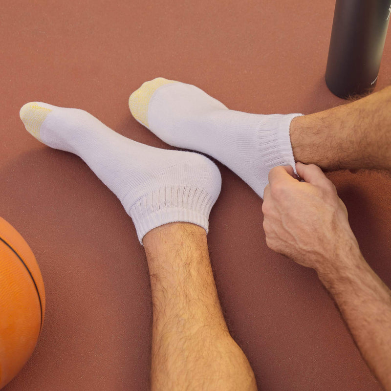 [Australia - AusPower] - Gold Toe Men's 656p Cotton Quarter Athletic Socks, Multipairs Large White (6-pairs) 