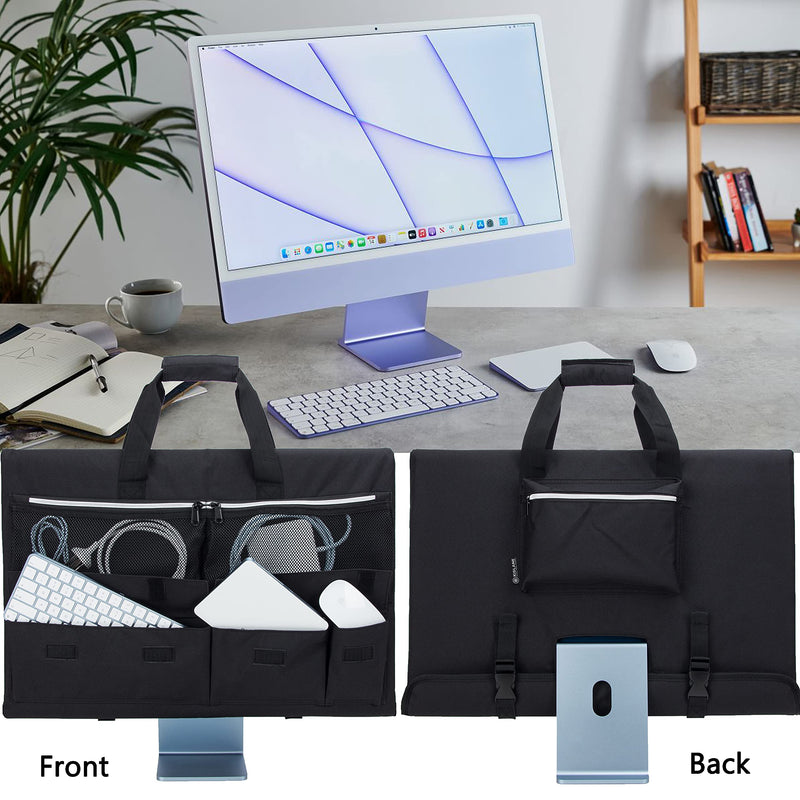 [Australia - AusPower] - KISLANE Travel Carrying Case for 24'' iMac Desktop Computer, Protective Storage Bag for iMac Monitor Dust Cover with Carry Handle for 24 inch iMac Screen and Accessories (Black) Black 