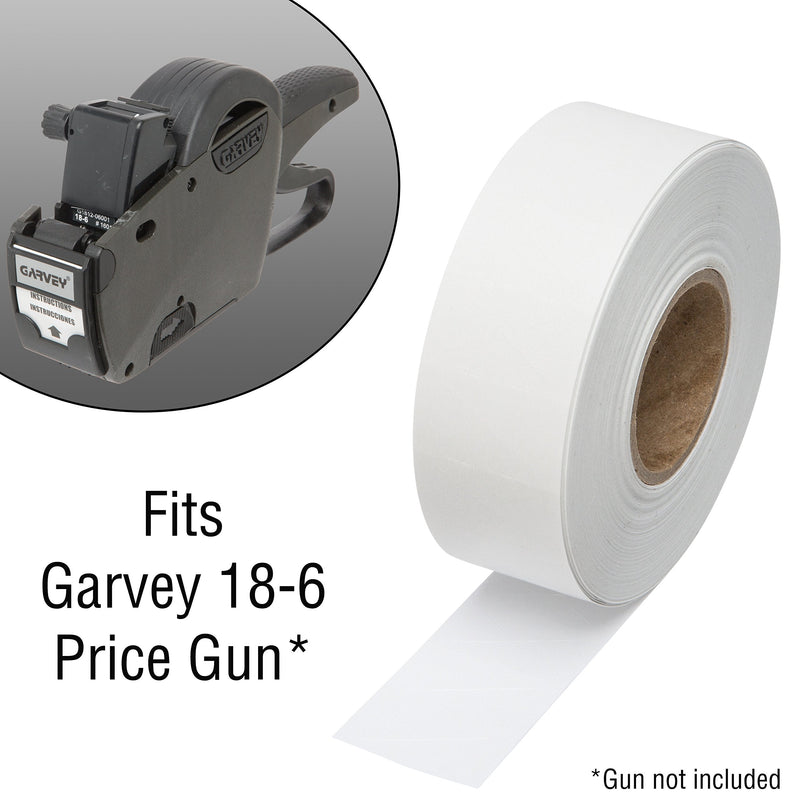 [Australia - AusPower] - 1812 White Pricing Labels for Garvey 18-6 One Line Price Gun, 11 Rolls - 14,000 1 Sleeve - 11 Rolls - White 