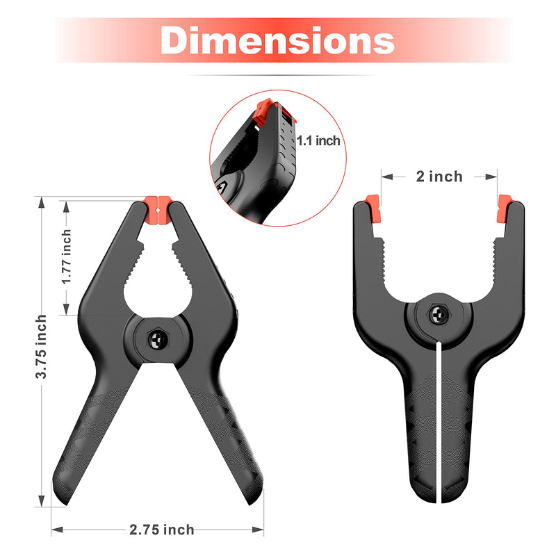 [Australia - AusPower] - 12 PCS 3.5 Inch Spring Clamps, Plastic Clips, Small Mini Backdrop Heavy Duty Clips for Crafts, Large Strong Plastic Clamps for Woodworking 