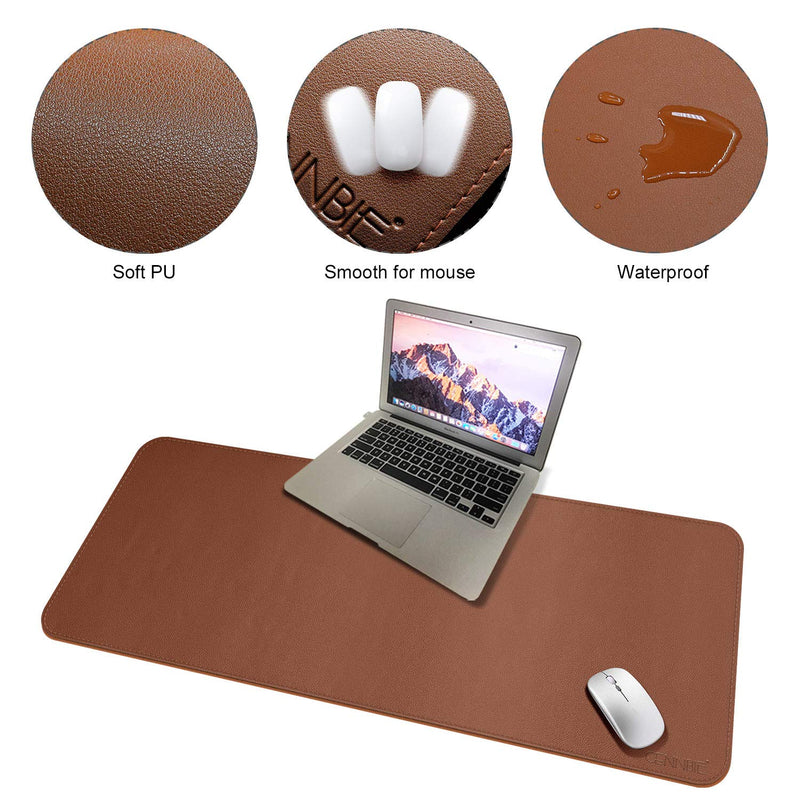 [Australia - AusPower] - CENNBIE Extended Leather Gaming Mouse Pad/Mat, Large Office Writing Desk Computer Leather Mat Mousepad,Waterproof - 39.3"x19.6" (Brown) 39.3" x 19.6" Brown 