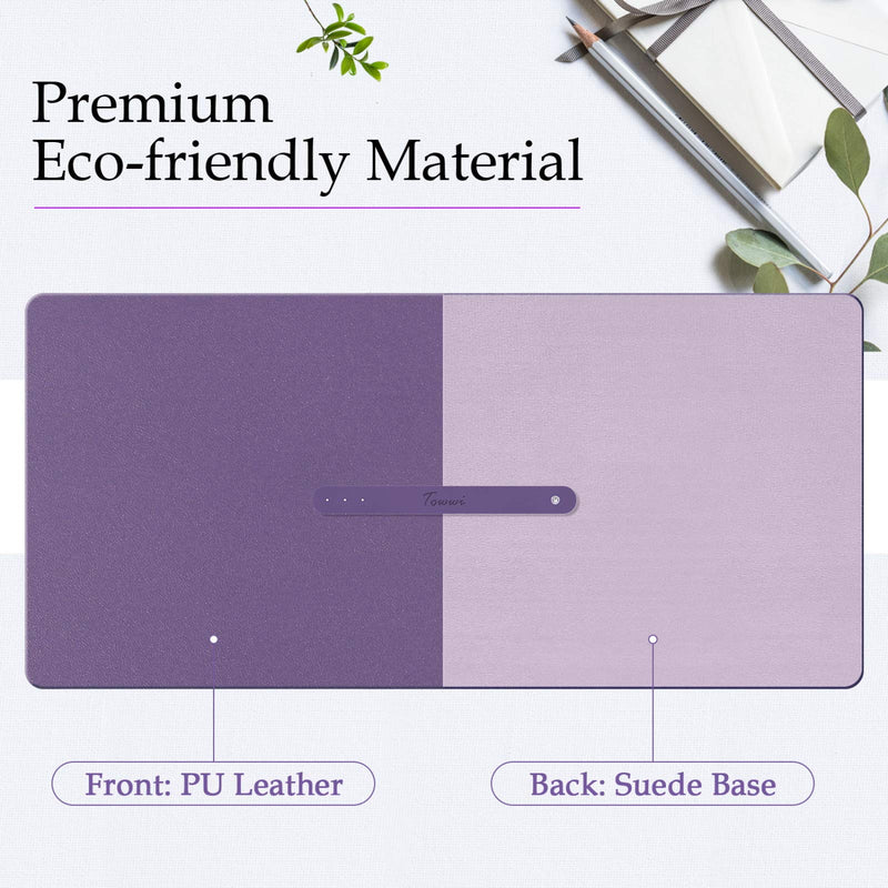 [Australia - AusPower] - TOWWI PU Leather Desk Pad with Suede Base, Multi-Color Non-Slip Mouse Pad, 32” x 16” Waterproof Desk Writing Mat, Large Desk Blotter Protector (Voilet) Voilet 32" x 16" 