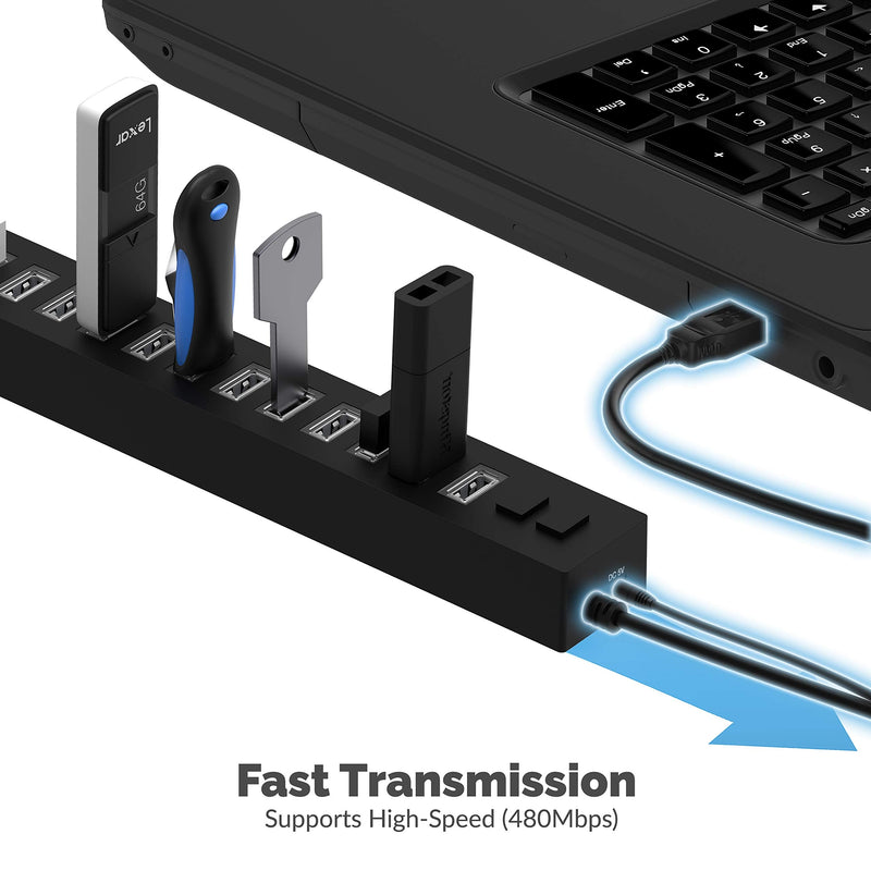 [Australia - AusPower] - SABRENT 13 Port High Speed USB 2.0 Hub with Power Adapter and 2 Control Switches (HB-U14P) 13-Port 