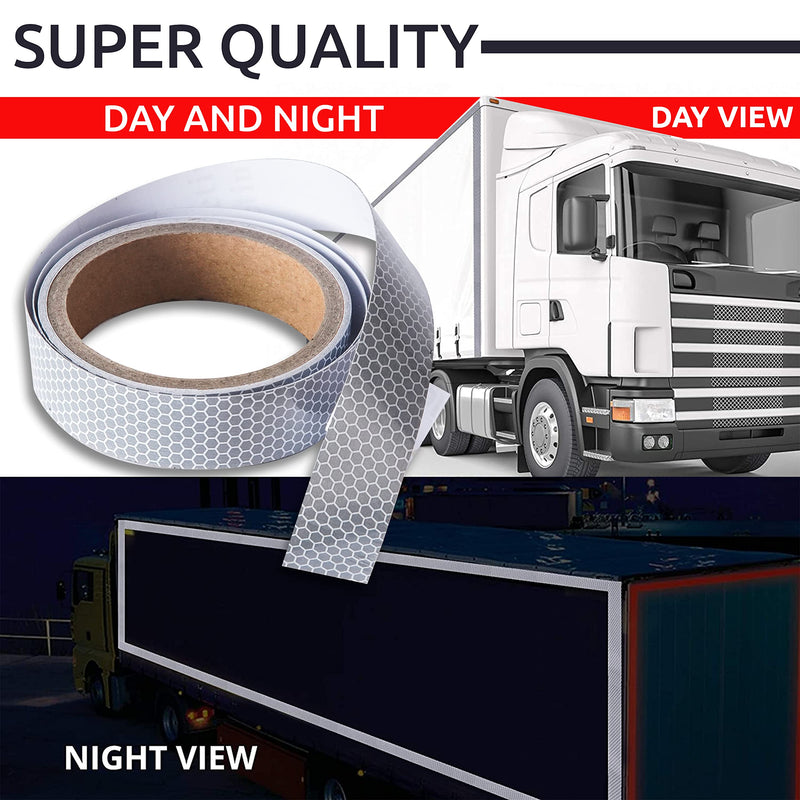 [Australia - AusPower] - KARSADE Silver Reflective Tape, Waterproof Tape with High Viscosity Intensity Grade Dot-C2 1 inch x 15 feet, Reflective Tape for Clothing Trailers Trucks Tractors Road Marking Outdoor & Cars Use 