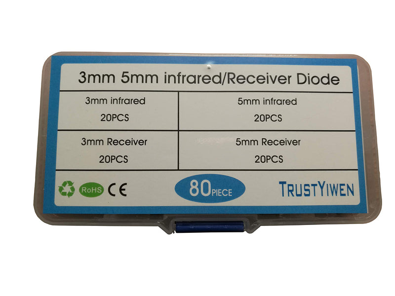 [Australia - AusPower] - New 80pcs 3mm 5mm 940nm Receiver/Infrared LED Emitting Diode IR Electronics Components Light Diodes Include Box FBA 