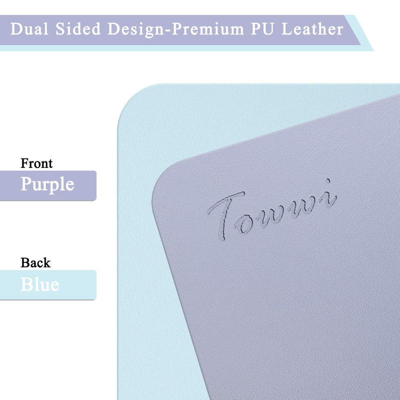 [Australia - AusPower] - TOWWI Dual Sided Desk Pad, 24" x 14" PU Leather Desk Mat, Waterproof Desk Blotter Protector Mouse Pad (Purple/Blue) Purple/Blue 24" x 14" 