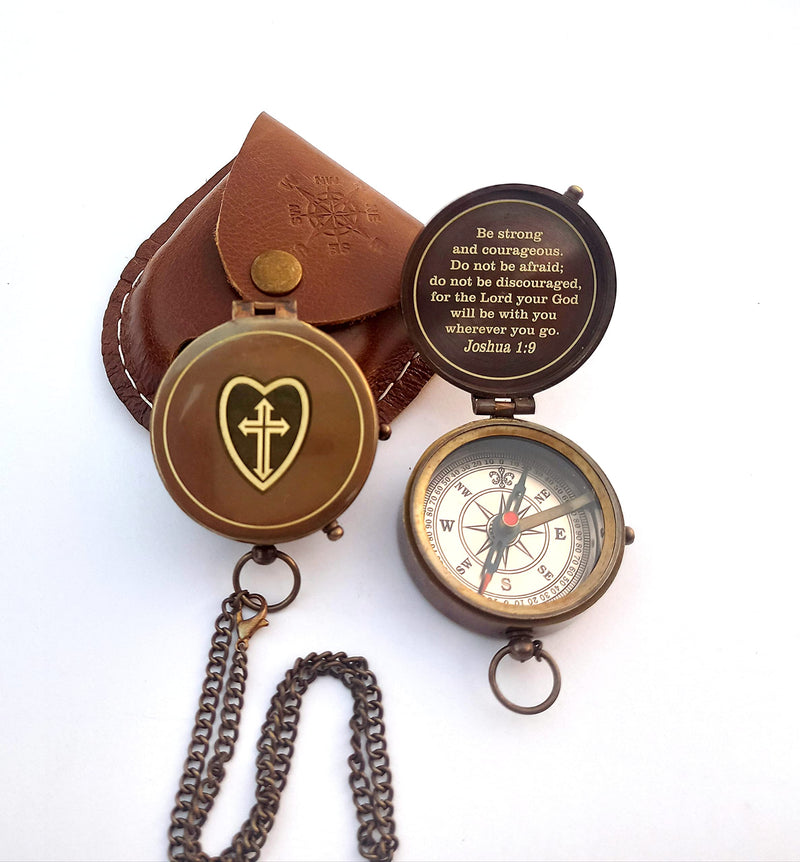 [Australia - AusPower] - Be Strong and Courageous Engraved Compass, Confirmation Gift Compass, Baptism Gifts Joshua 1:9 - GOD Compass Religious Gifts Compass Inspirational Gifts for for Loved one 
