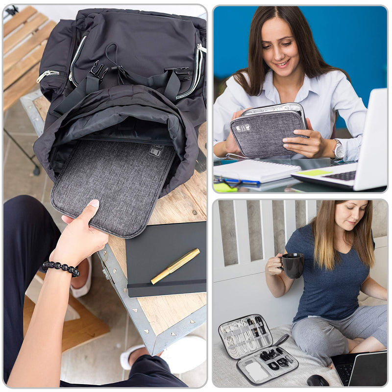 [Australia - AusPower] - CILLA Travel Electronic Organizer Bag Cable Organizer Case Portable digital Storage Bag for Electronic Accessories USB Cables, Power Bank, SD Card medium Gray 