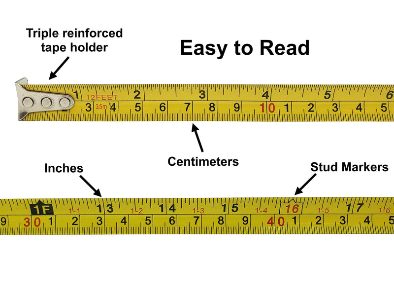 [Australia - AusPower] - Daily Living Products Small Tape Measure 3-Pack - Measurement Tape with Standard Inches and Metric - Tape Measure Retractable - Measuring Tape Retractable with Pause Buttons - Easy Read Tape Measures 