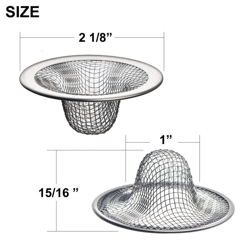 [Australia - AusPower] - 12 Pack - 2.125" Top / 1" Basket- Mesh Sink Drain Strainer Hair Catcher for Bathroom Sink, Utility, Slop, Laundry, RV and Lavatory 