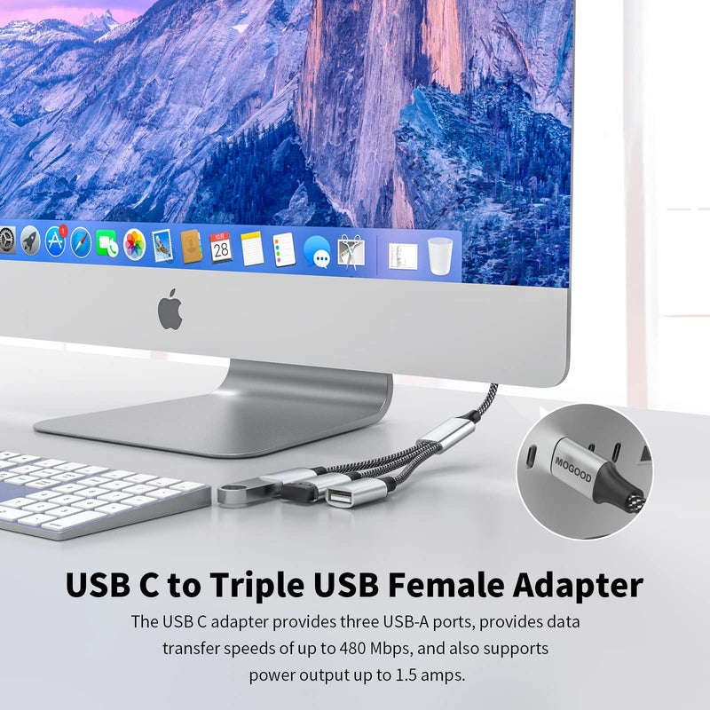 [Australia - AusPower] - USB C Male to Three USB Female Cable,USB c Splitter to USB USB c Splitter Audio and Charging Type C to 3 Type A 2.0 Port Splitter Multi Hub for MacBook,iPad Pro Air,Microsoft Surface Go,PC,Laptop 1pack Black 