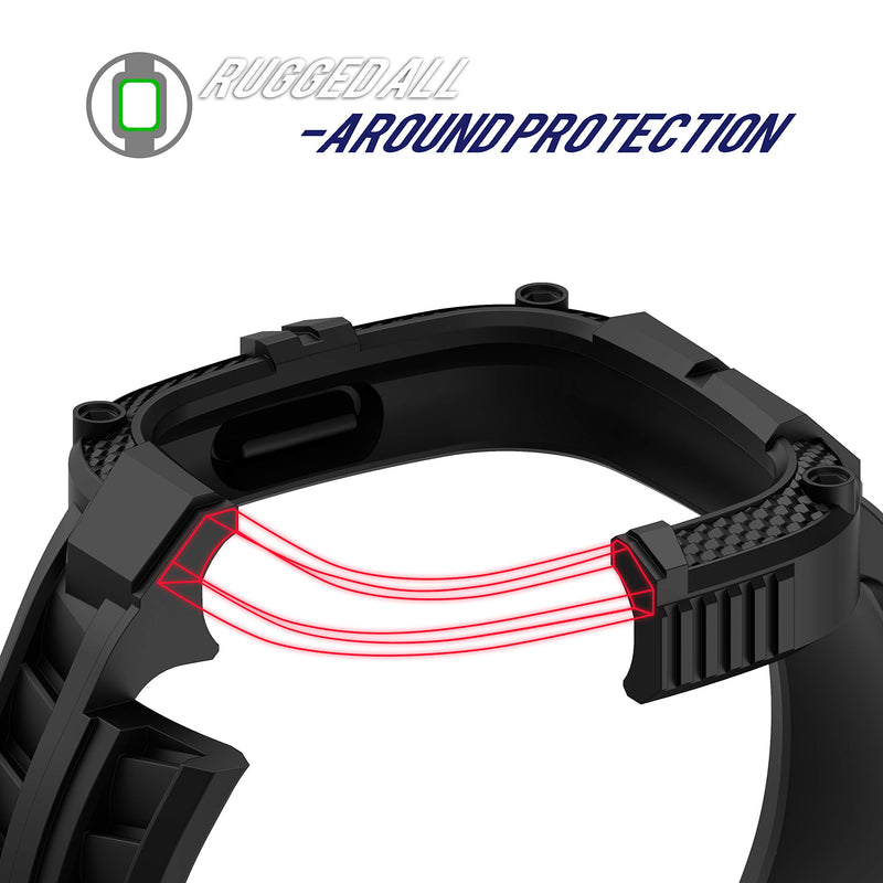 [Australia - AusPower] - GELISHI Compatible with Fitbit Versa 3 Bands with Bumper,TPU Sport Protective Case Rugged Protector Replacement Strap Accessories for Fitbit Sense/Fitbit Versa 3 Smart Watch Black 